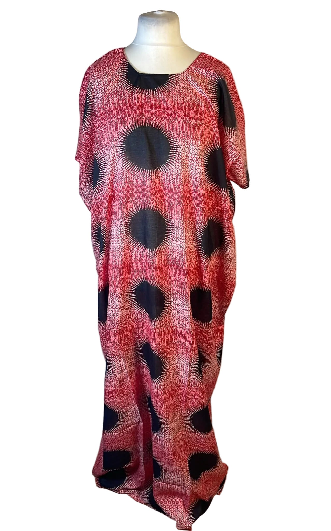 Circle Print Baati Maxi Dress in Red and Black