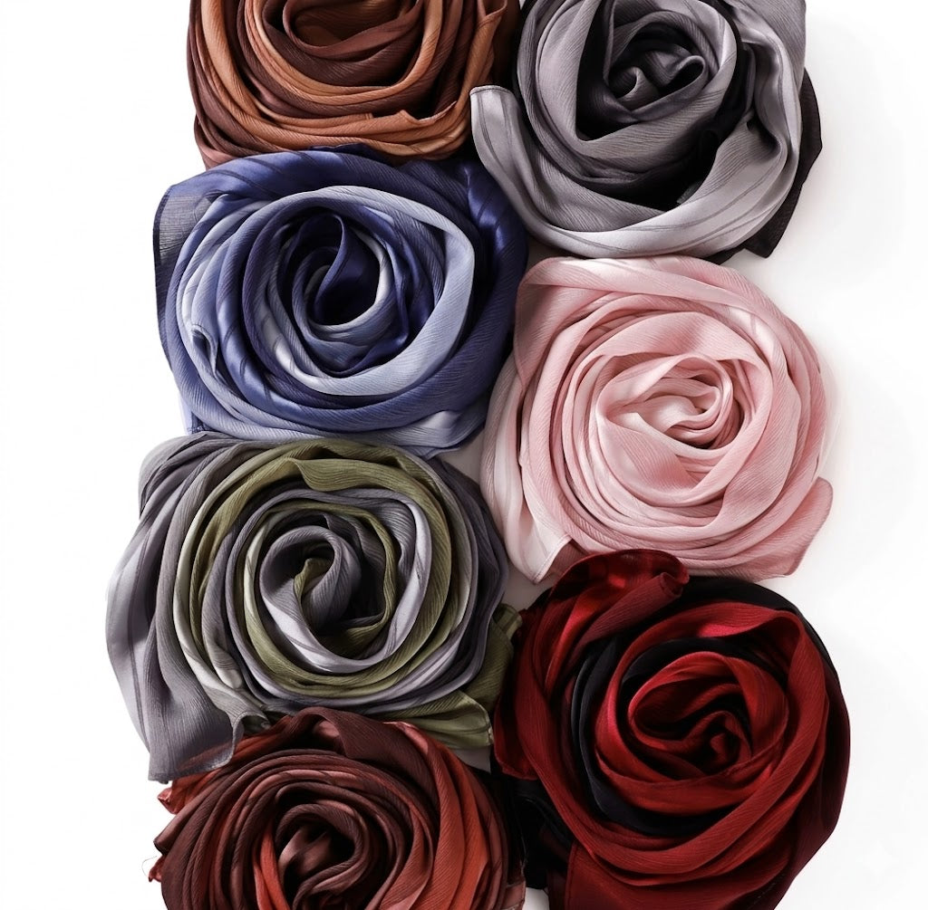 Collection of colorful Hijab roses on a white background