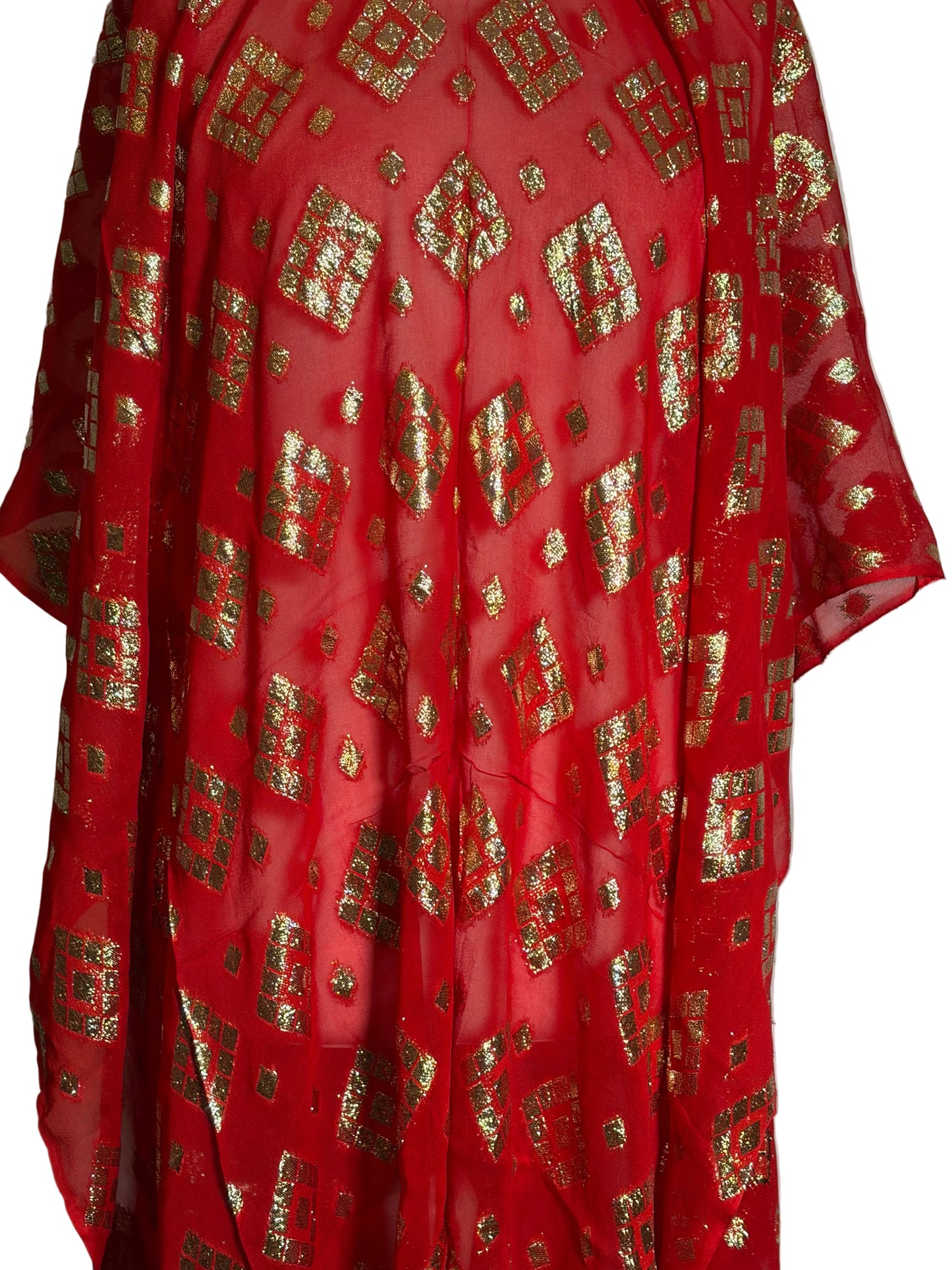 Red Somali garbasaar  with gold spots on a white background