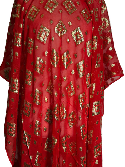 Red Somali garbasaar  with gold spots on a white background