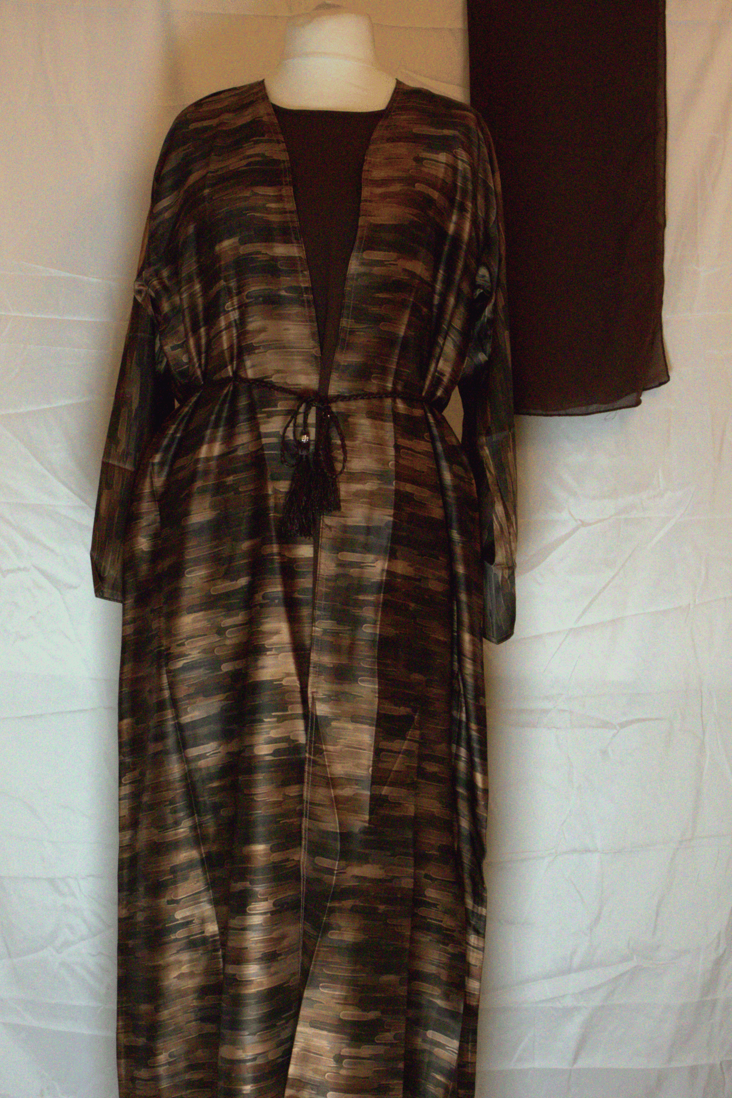 Dark Brown Two-Piece Abaya Set with Headscarf