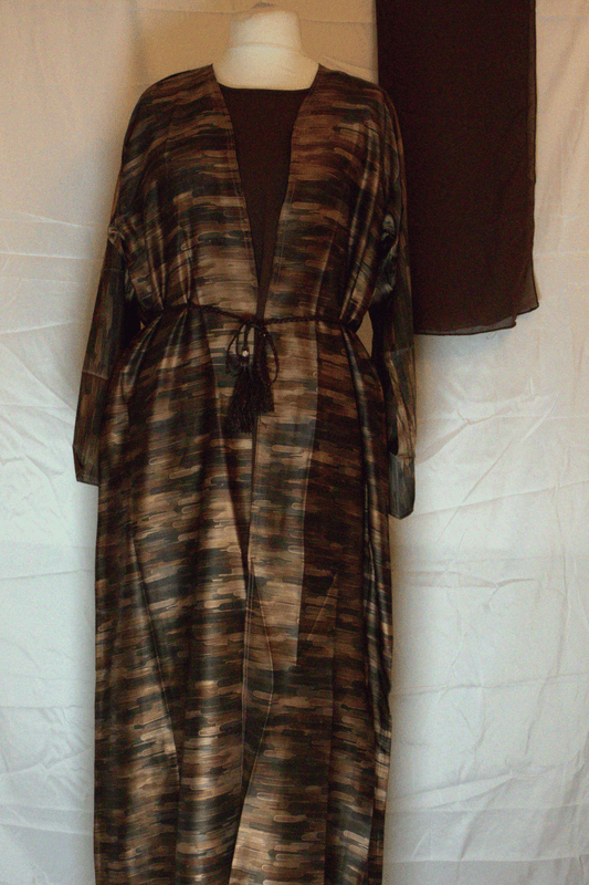 Dark Brown Two-Piece Abaya Set with Headscarf