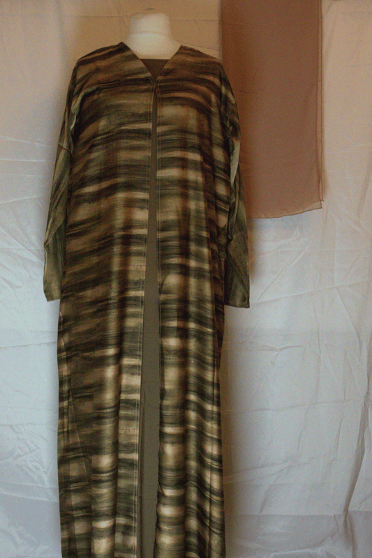 Desert Tones Two-Piece Abaya Set with Headscarf