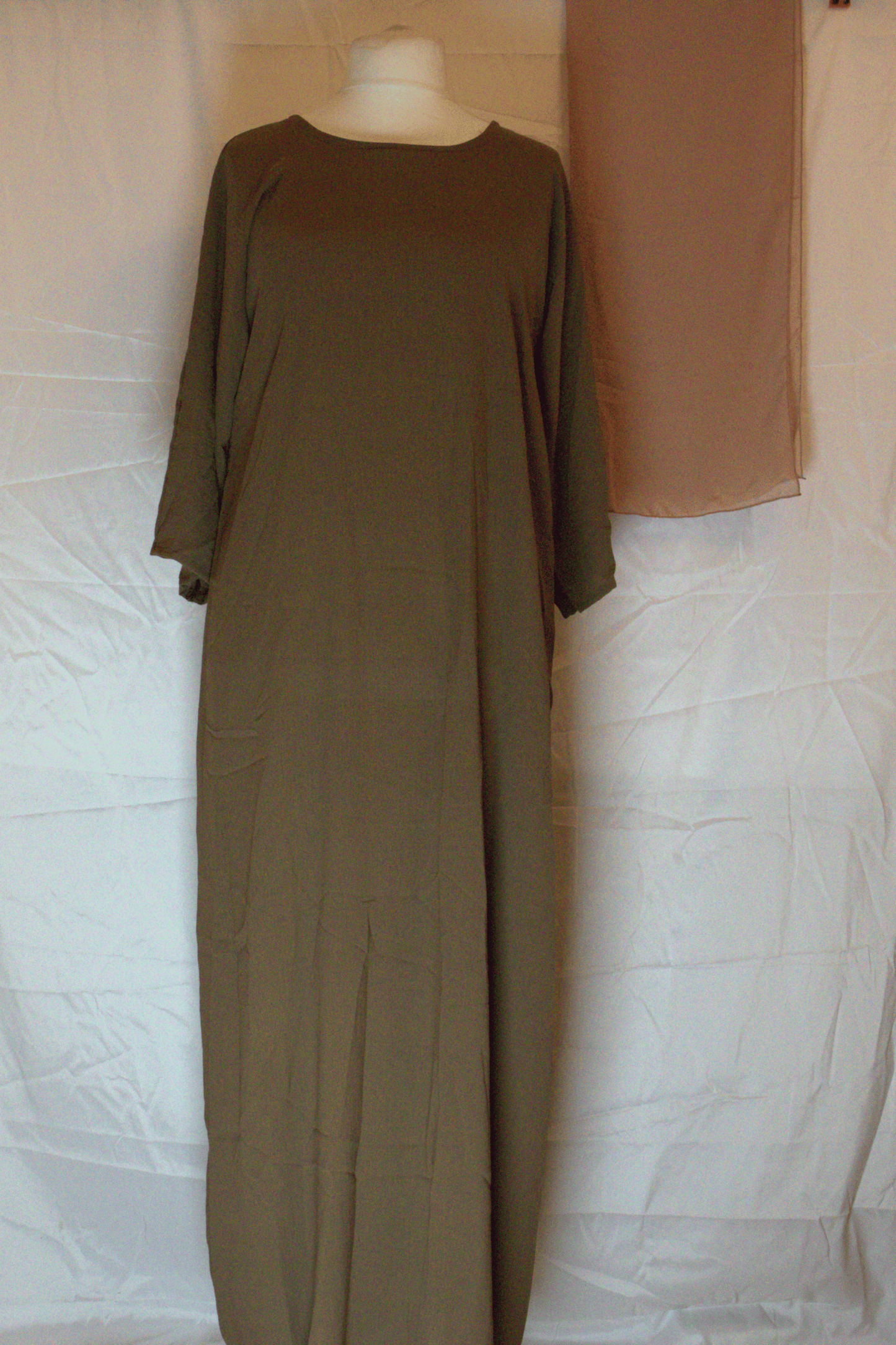 Desert Tones Two-Piece Abaya Set with Headscarf
