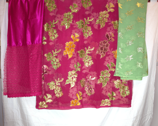 Dirac - Maqbal Pink & Green Fabric Set