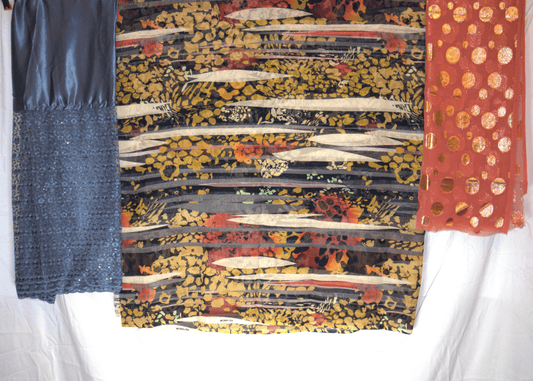 Swiss Dirac – Blue & Orange Printed Fabric Set