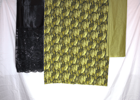 Swiss Dirac – Green & Black Printed Fabric Set
