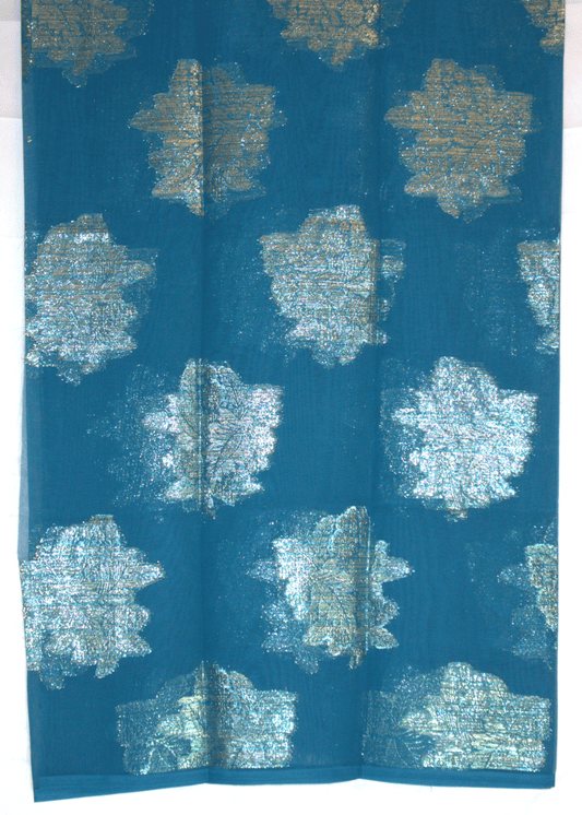 Hijab (Gabsaar) – Blue with Gold Floral