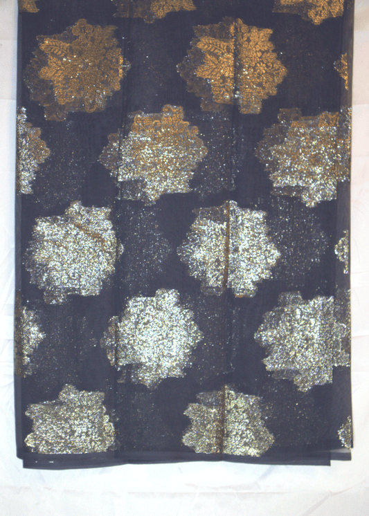 Hijab (Gabsaar) – Grey with Gold Floral