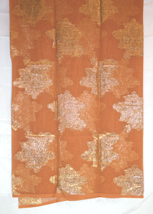 Hijab (Gabsaar) – Orange with Gold Floral