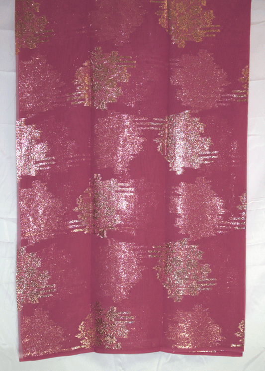 Fancy Dyed Hijab (Gabsaar) – Rose Pink with Gold