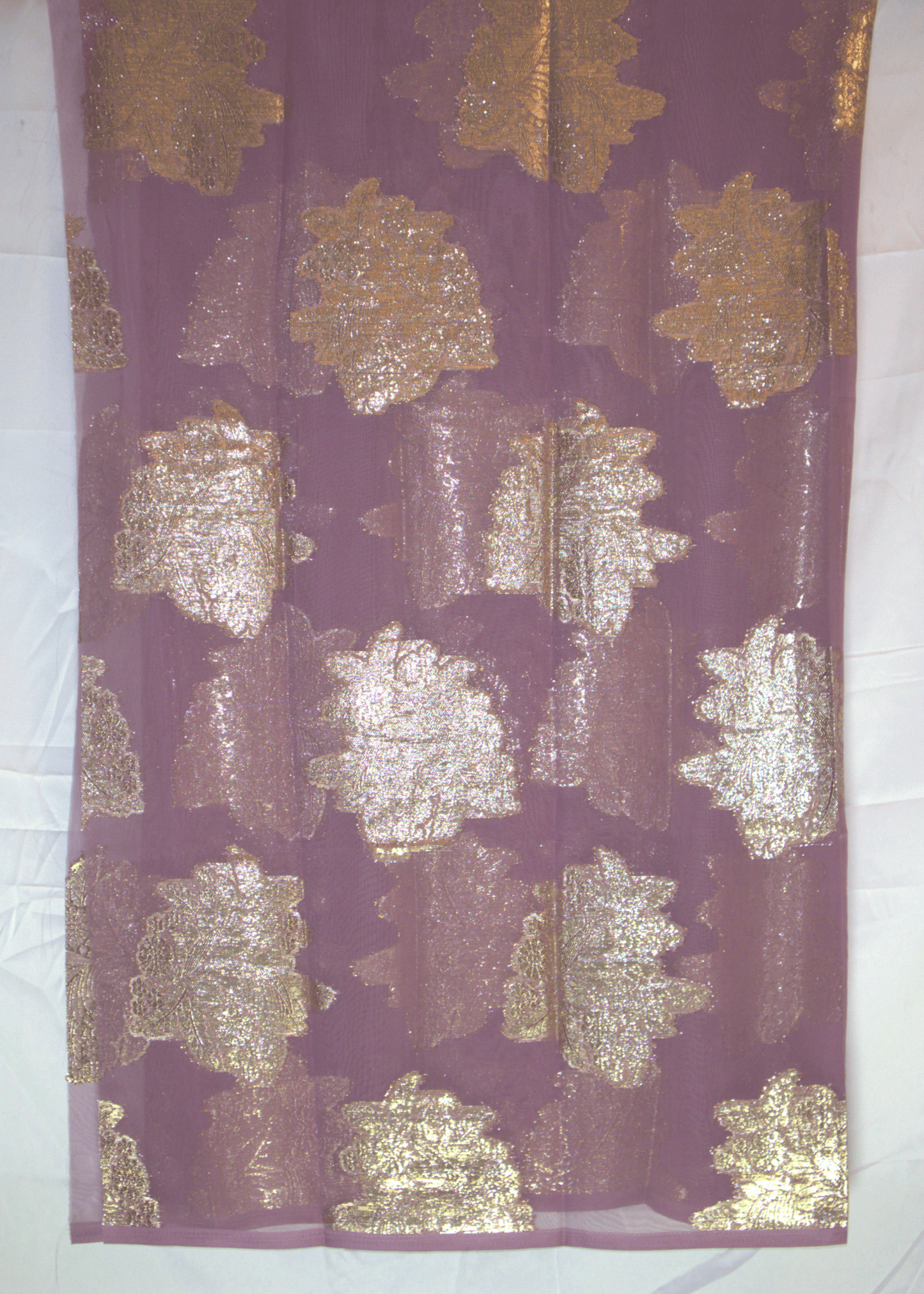 Fancy Dyed Hijab (Gabsaar) – Soft Purple with Gold