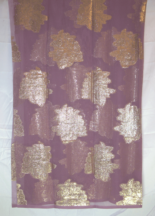 Fancy Dyed Hijab (Gabsaar) – Soft Purple with Gold