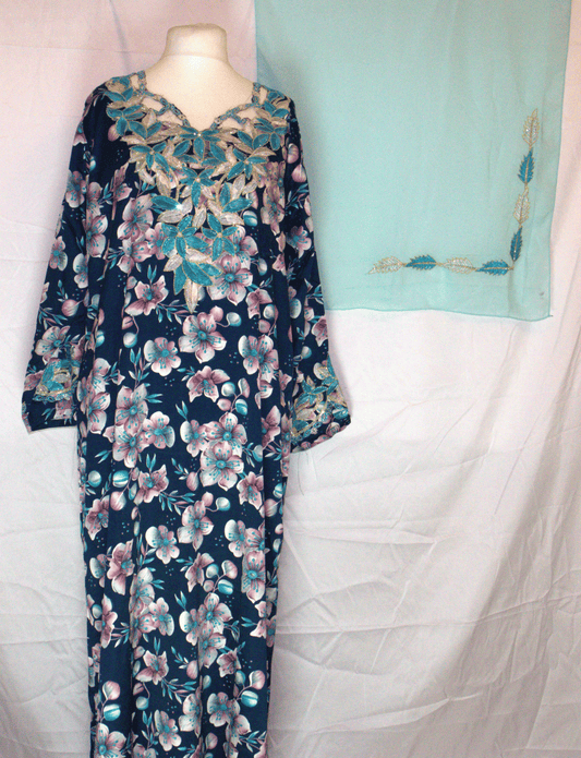 Floral Makhawir  – Navy Blue