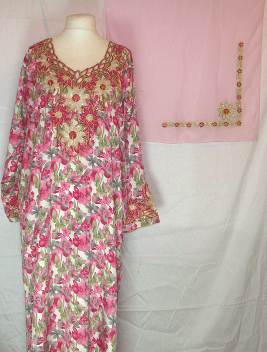 Floral Makhawir – Pink & Olive
