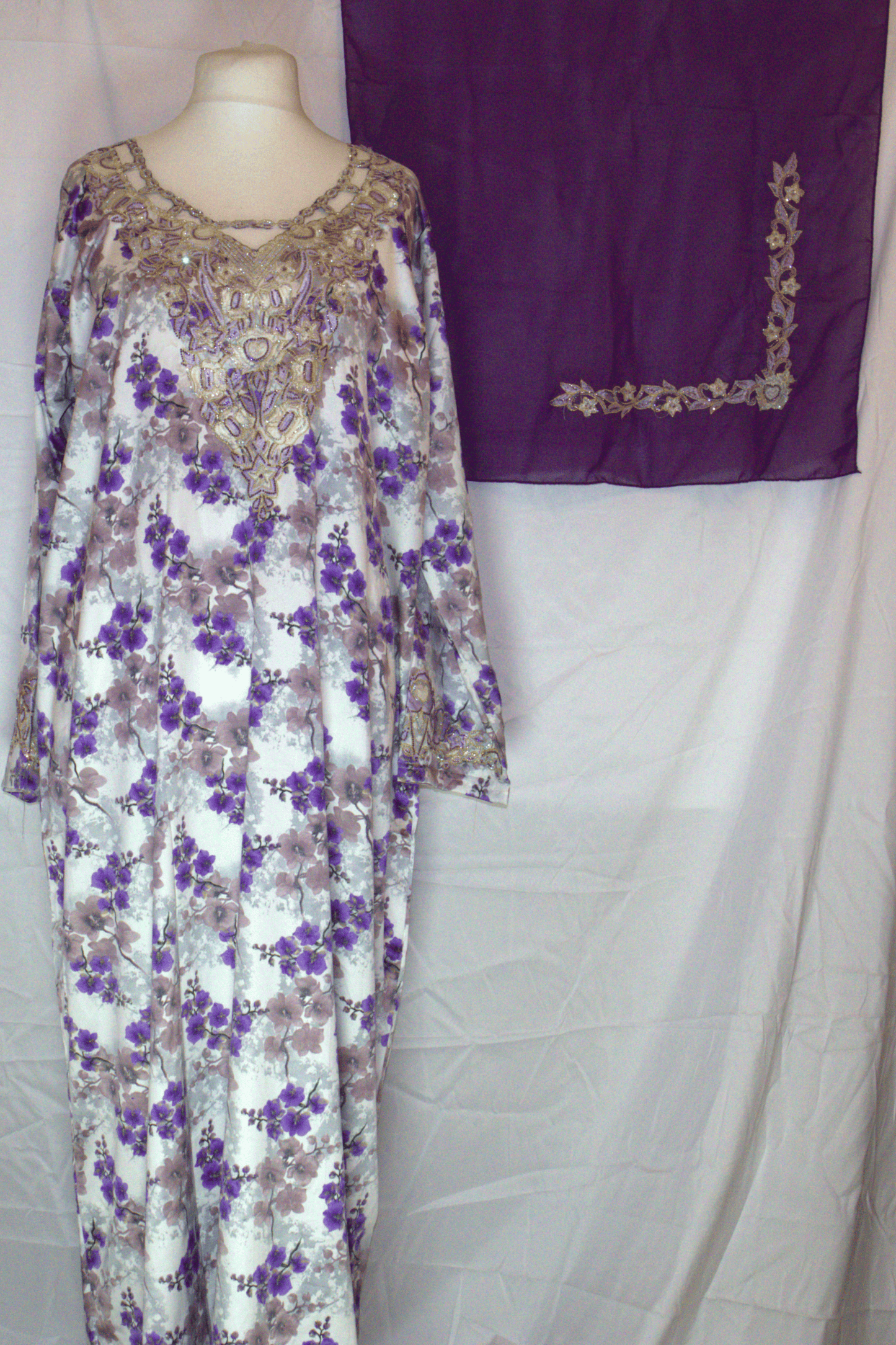 Floral Makhawir – Purple & White