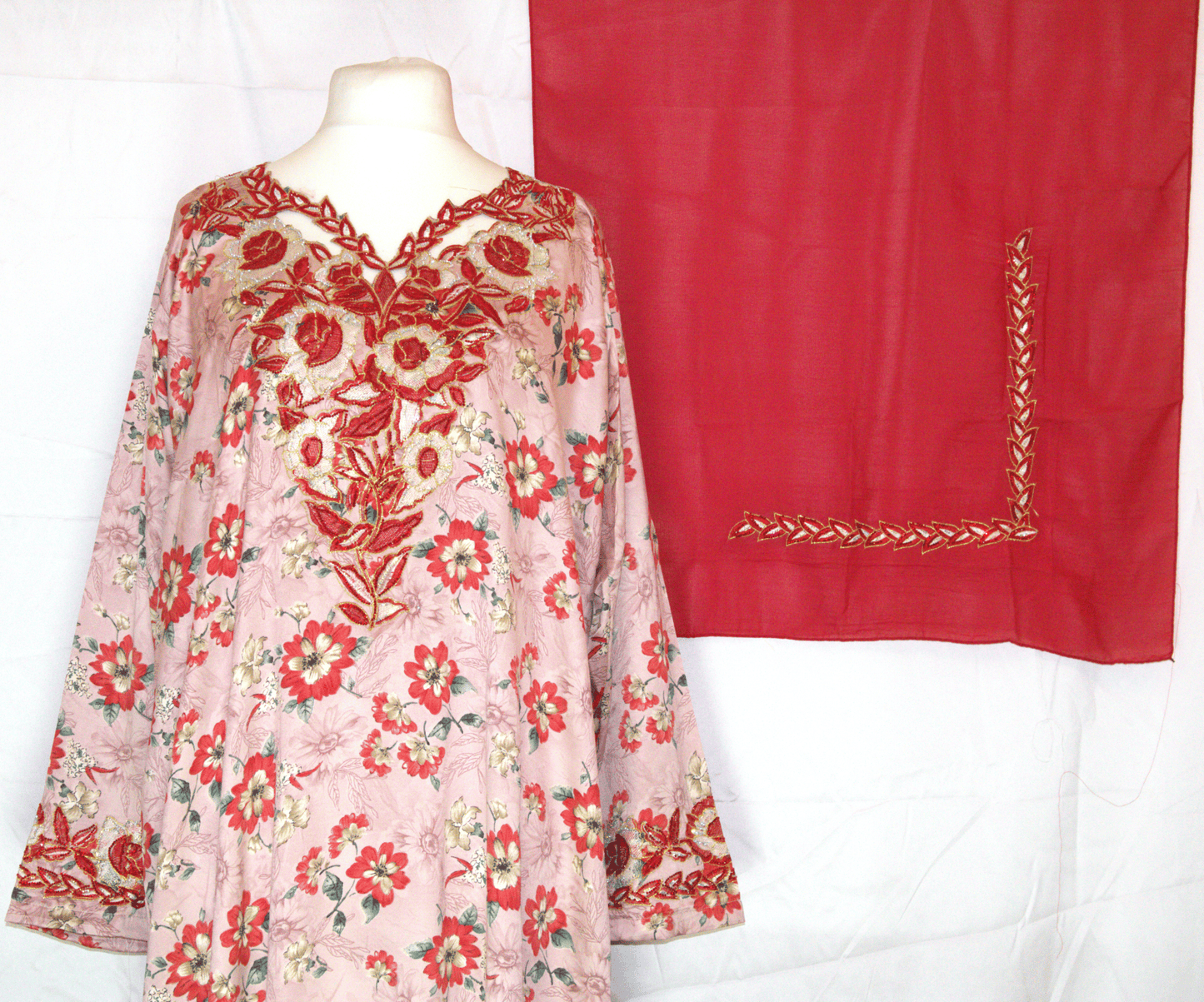 Floral Makhawir – Pink with Red