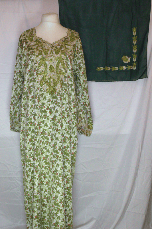 Floral Makhawir – Olive Green