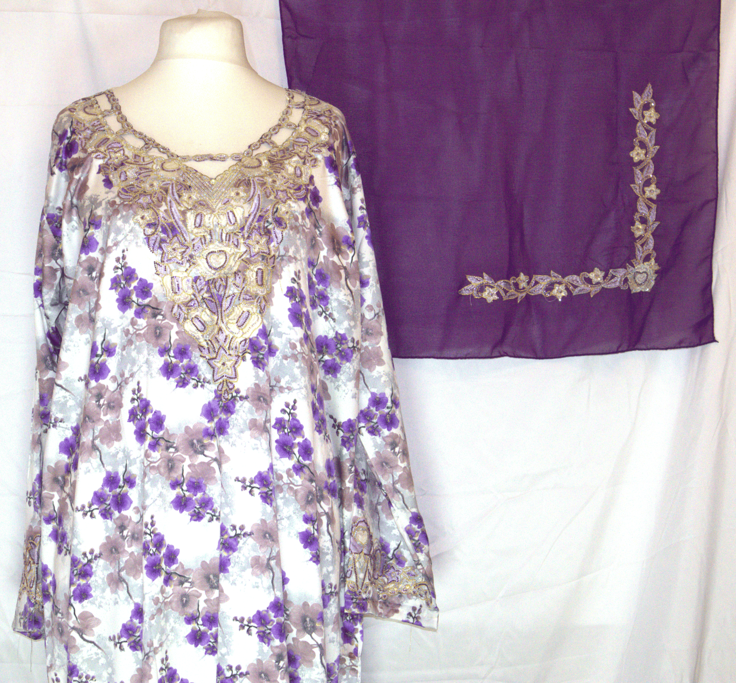 Floral Makhawir – Purple & White