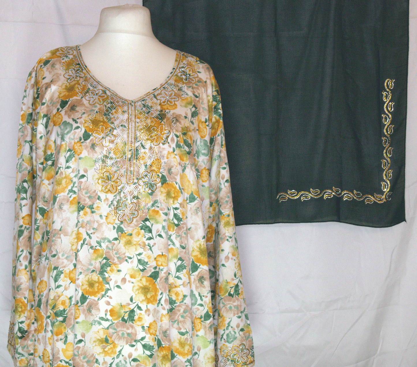 Floral Makhawir – Yellow & Beige