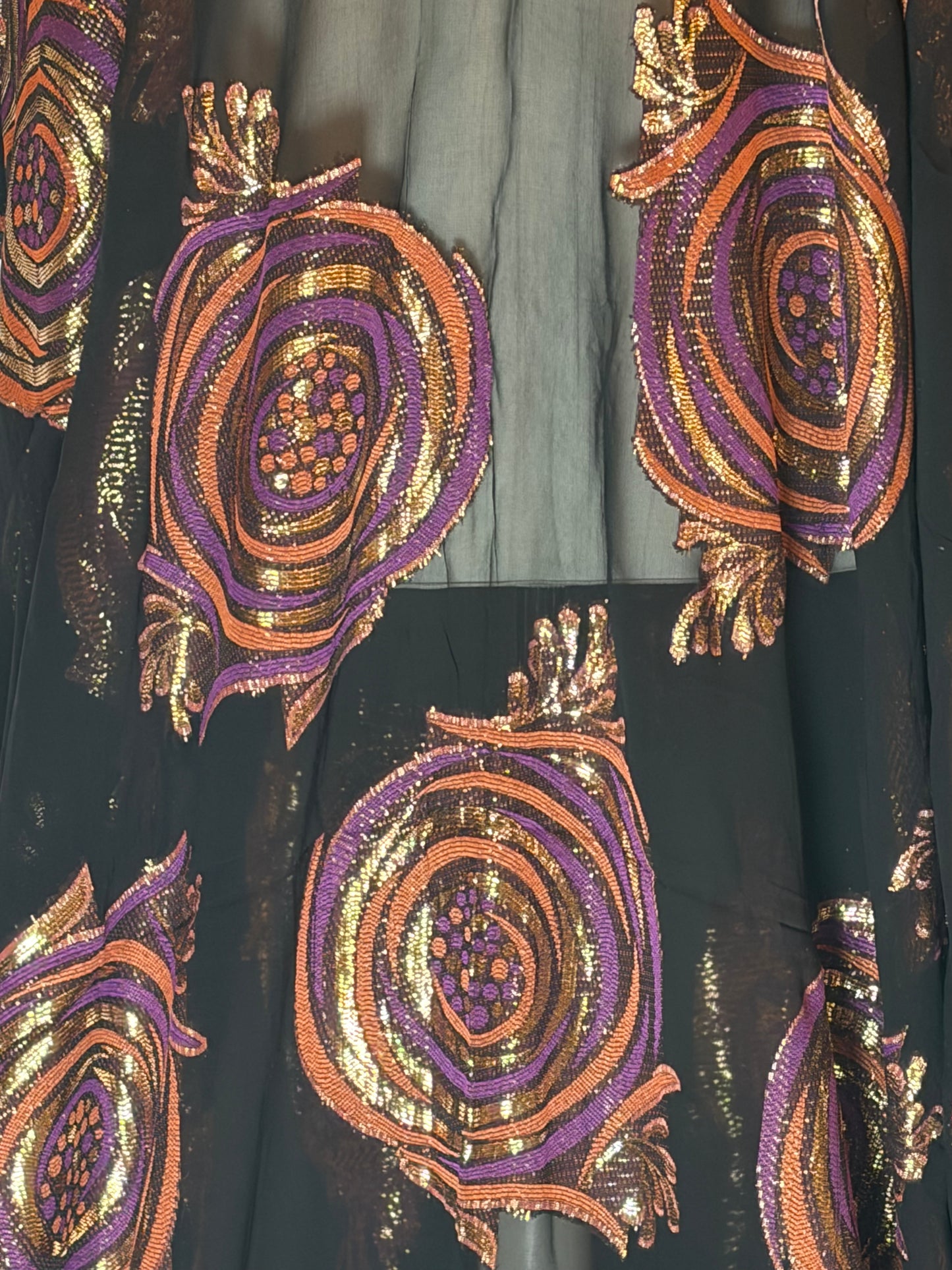 Luxury Fransawi Dirac Full Set – Black Sheer Fabric with Gold, Copper, Purple Circular