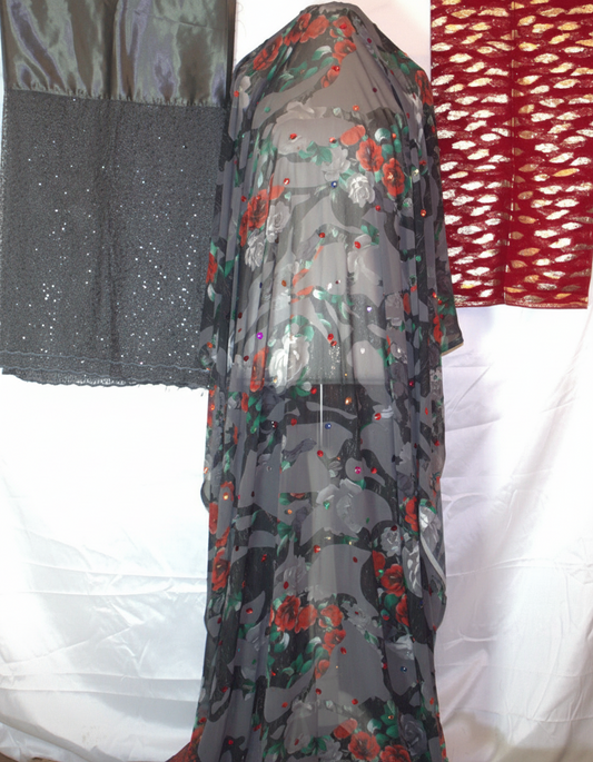 Somali Dirac Red and Black with floral full set 