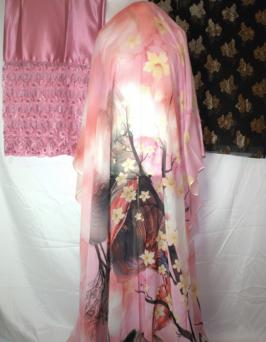 Pink German Dirac with Floral design Somali 