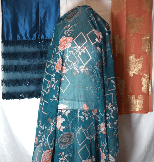 Blue & Orange Floral Somali Dirac German