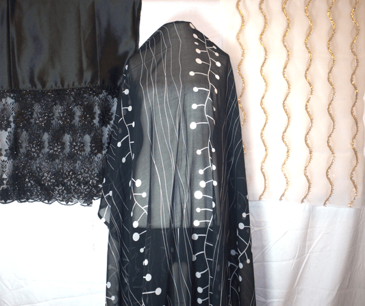 Black German Dirac with white patterns with White Gabsaar 
