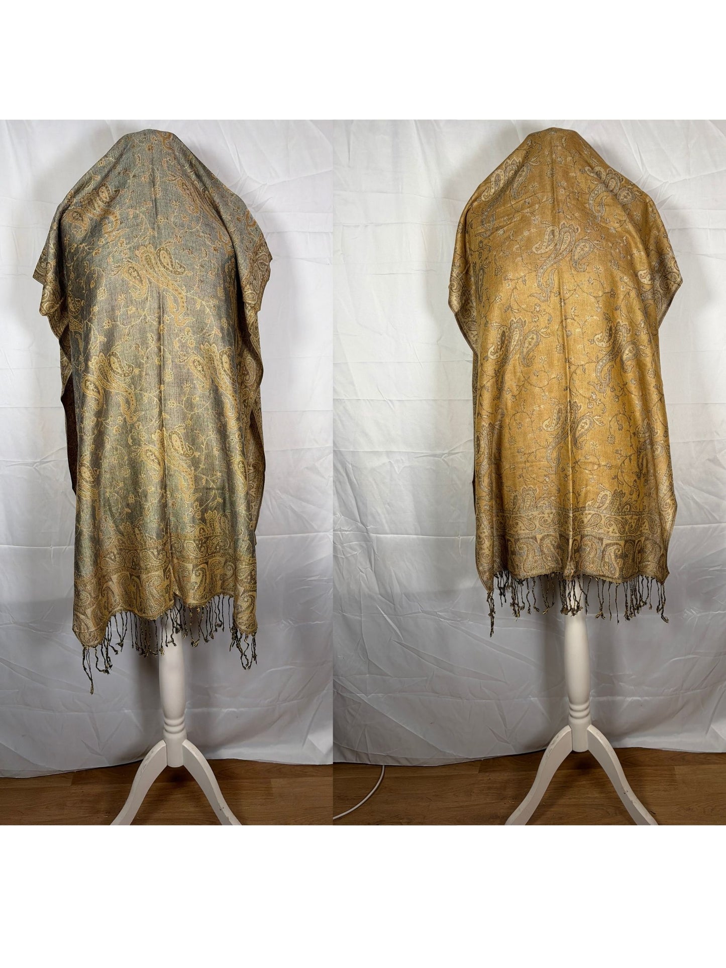 Reversible Paisley Cashmere Pashmina Shawl | Earth Tones