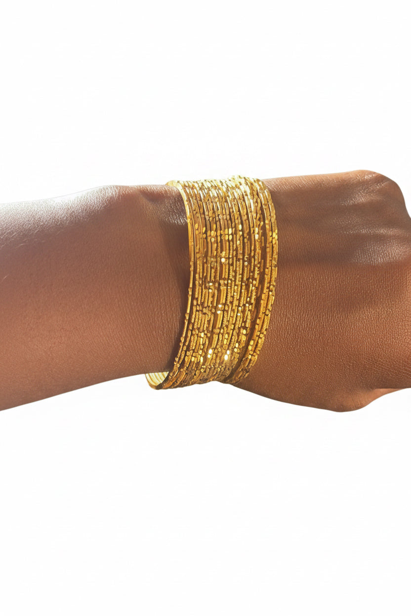 Gold Brass Bangle Set – 24 Pieces