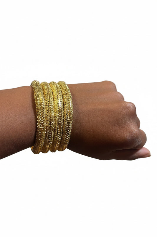 Gold Textured Bangles – Set of 4