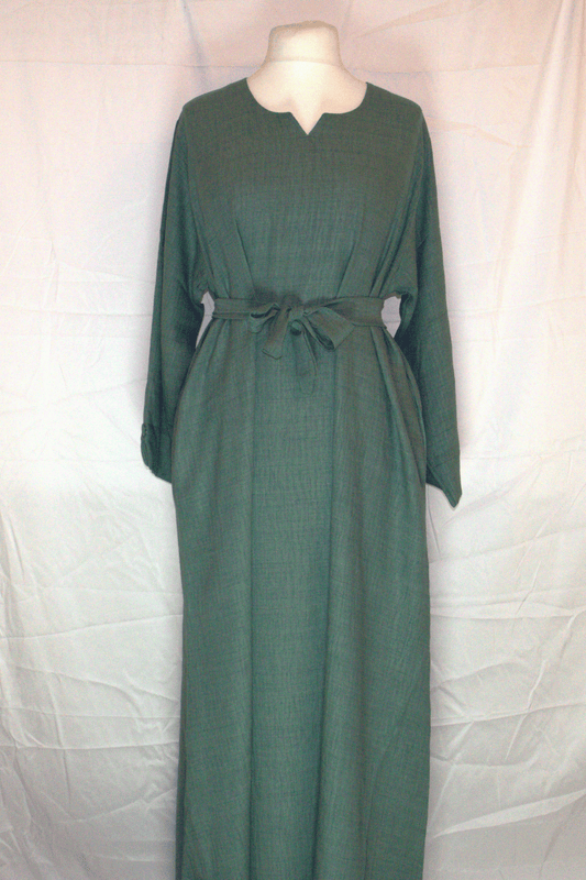 Green Maxi Dress – Belted with Side Pockets