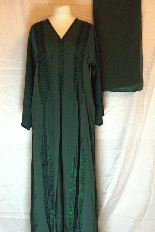 Green One-Piece Abaya with Headscarf