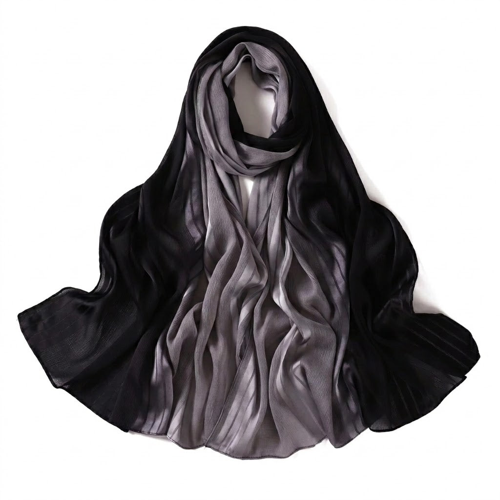 Black and gray gradient Hijab on a white background