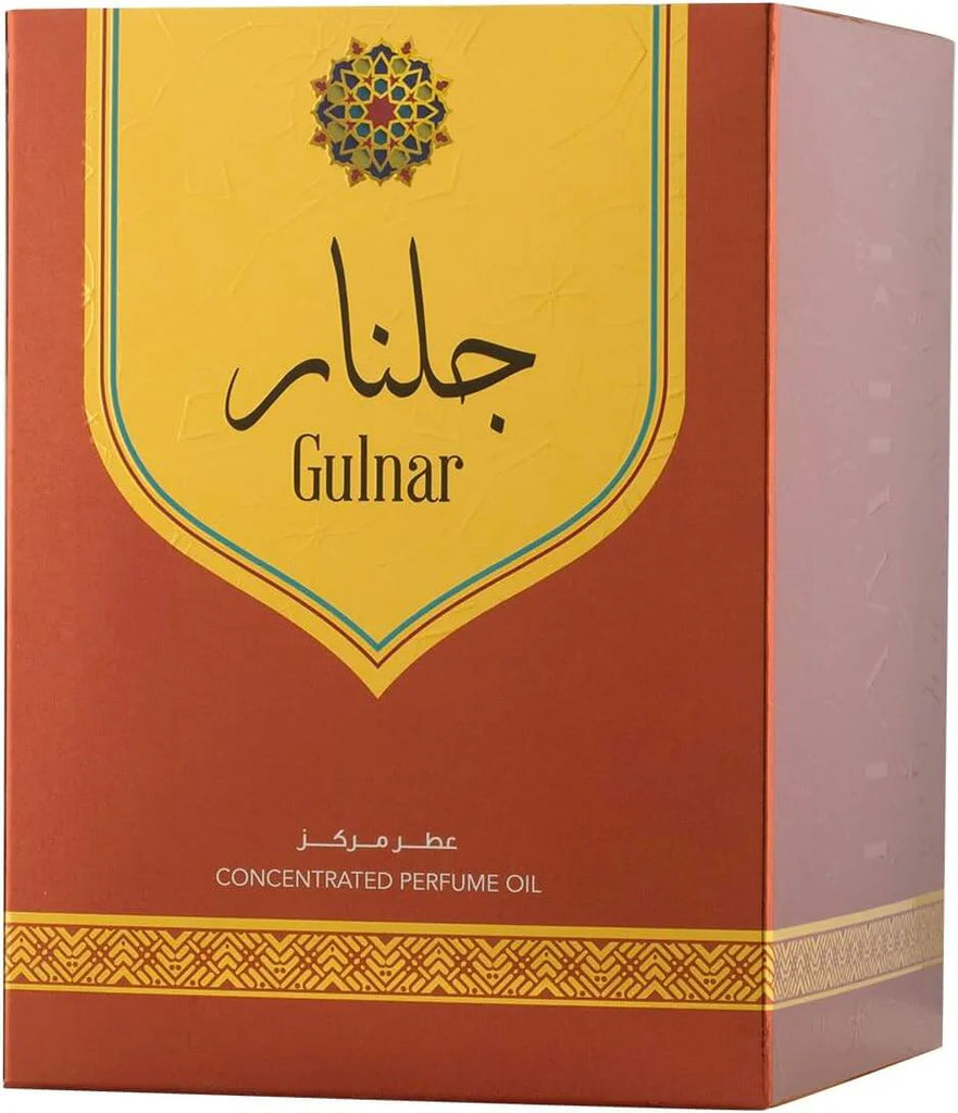 Gulnar concentrated perfume oil packaging with a yellow and red design.