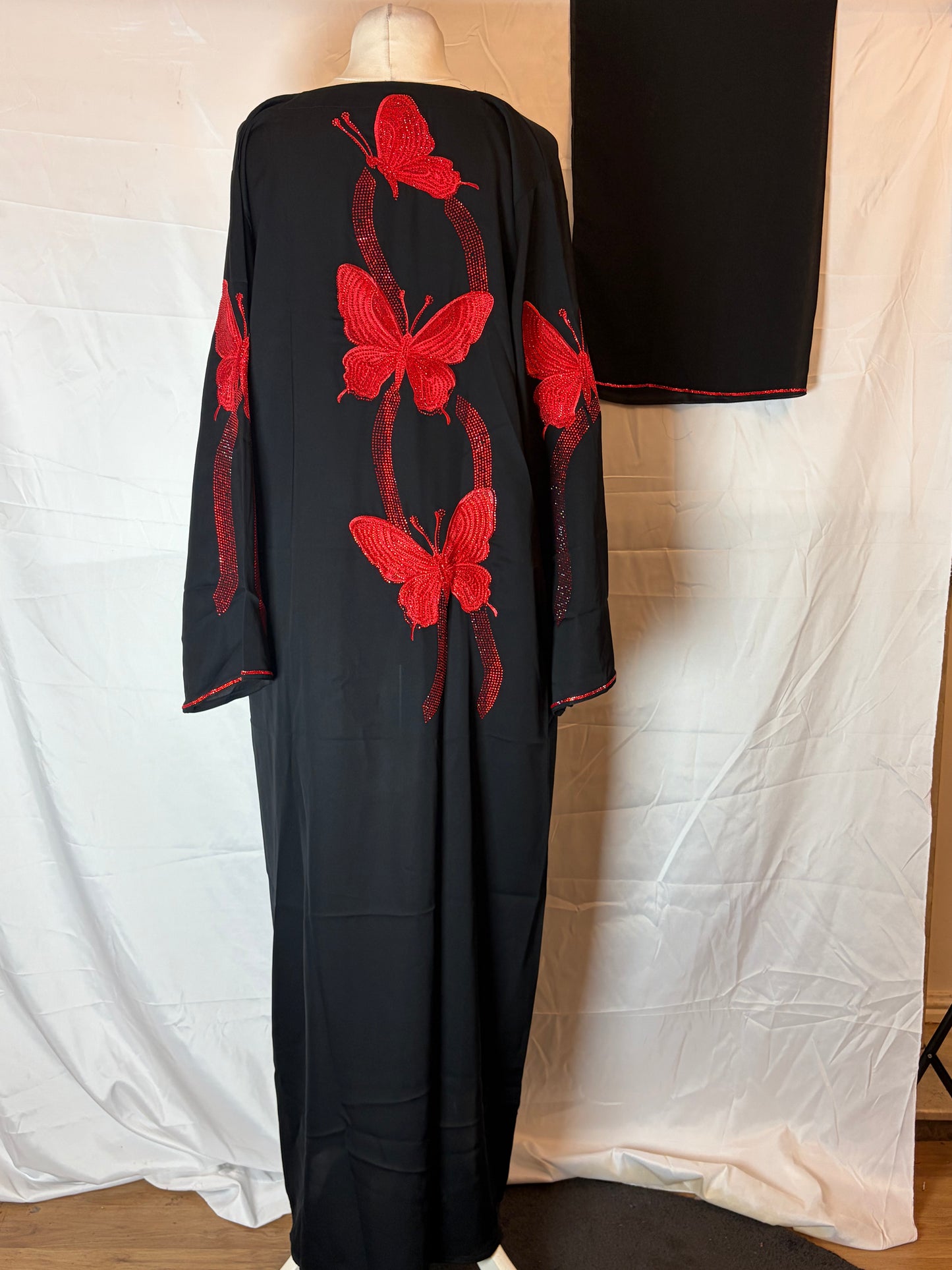 Butterfly Embroidered Abaya with Scarf