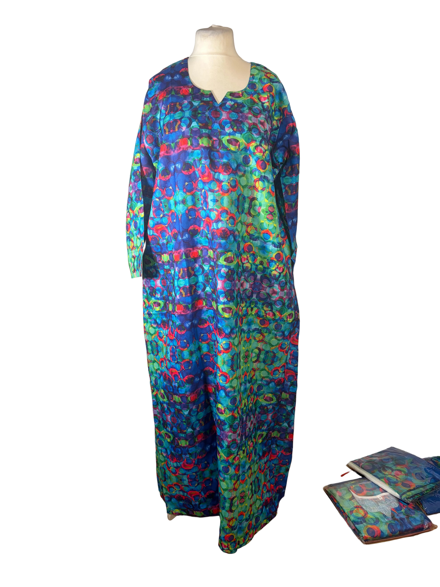 Bubble Printed Lilian Somali Dress Set with Matching Scarf