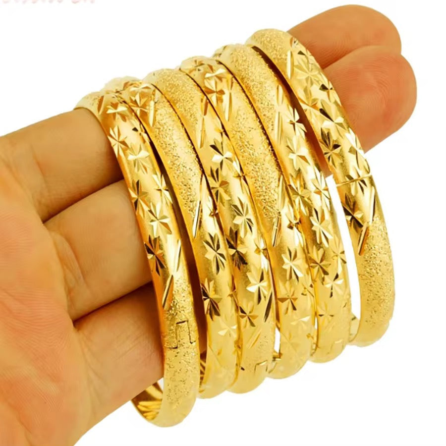 Gold Plated Copper Star-Cut Bangle | Openable Clasp