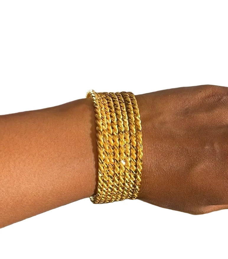 Gold-Plated Rope Chain Bangles | Set of 8