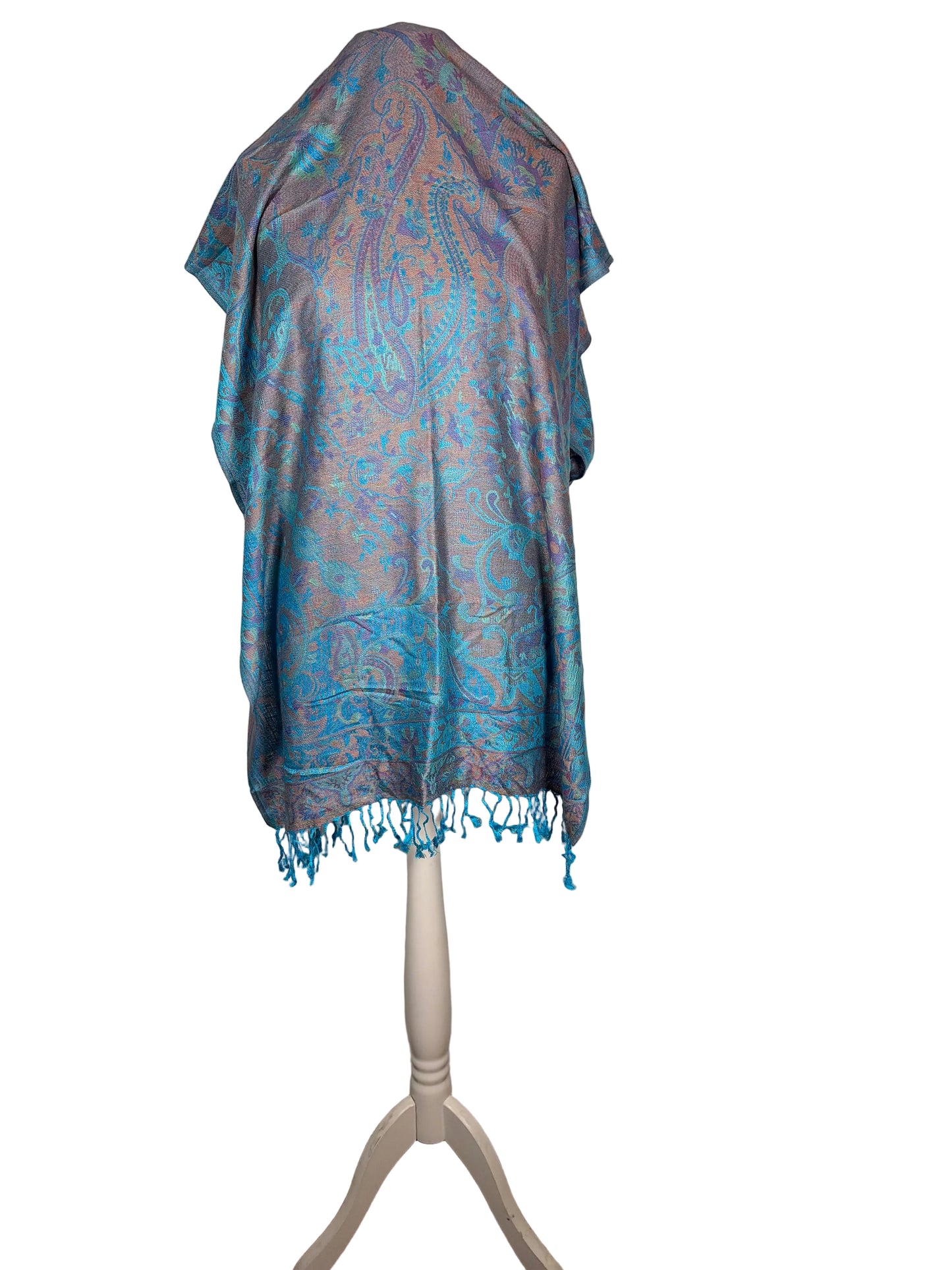 Reversible Paisley Cashmere Pashmina Shawl | Blue Tones