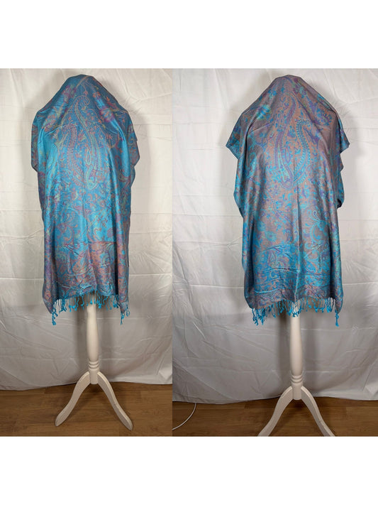 Reversible Paisley Cashmere Pashmina Shawl | Blue Tones