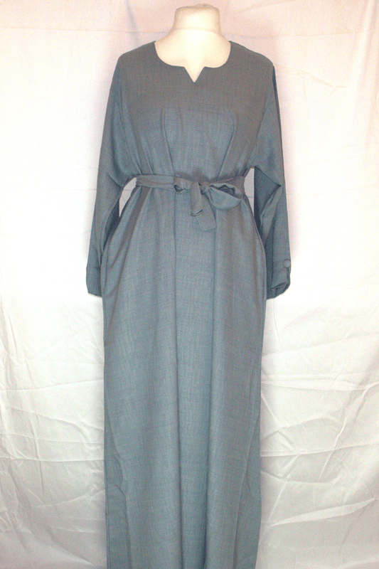 Light Blue Maxi Dress – Belted with Side Pockets