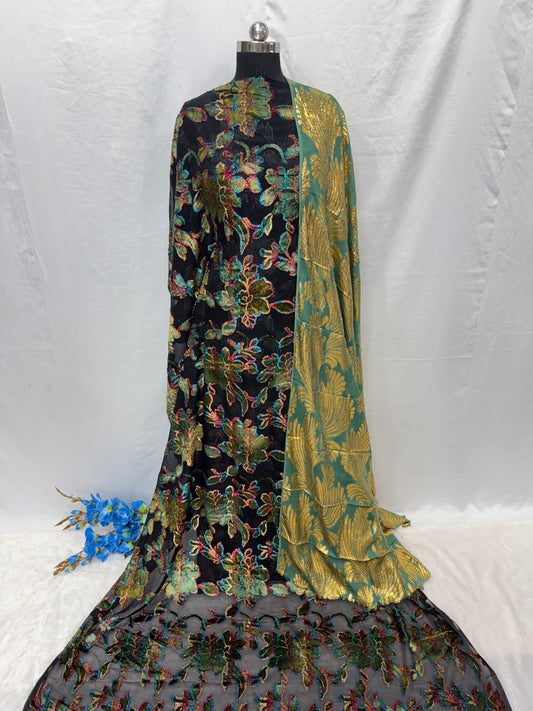 Maqbal Dirac Floral Velvet Full Set – 4 Colours