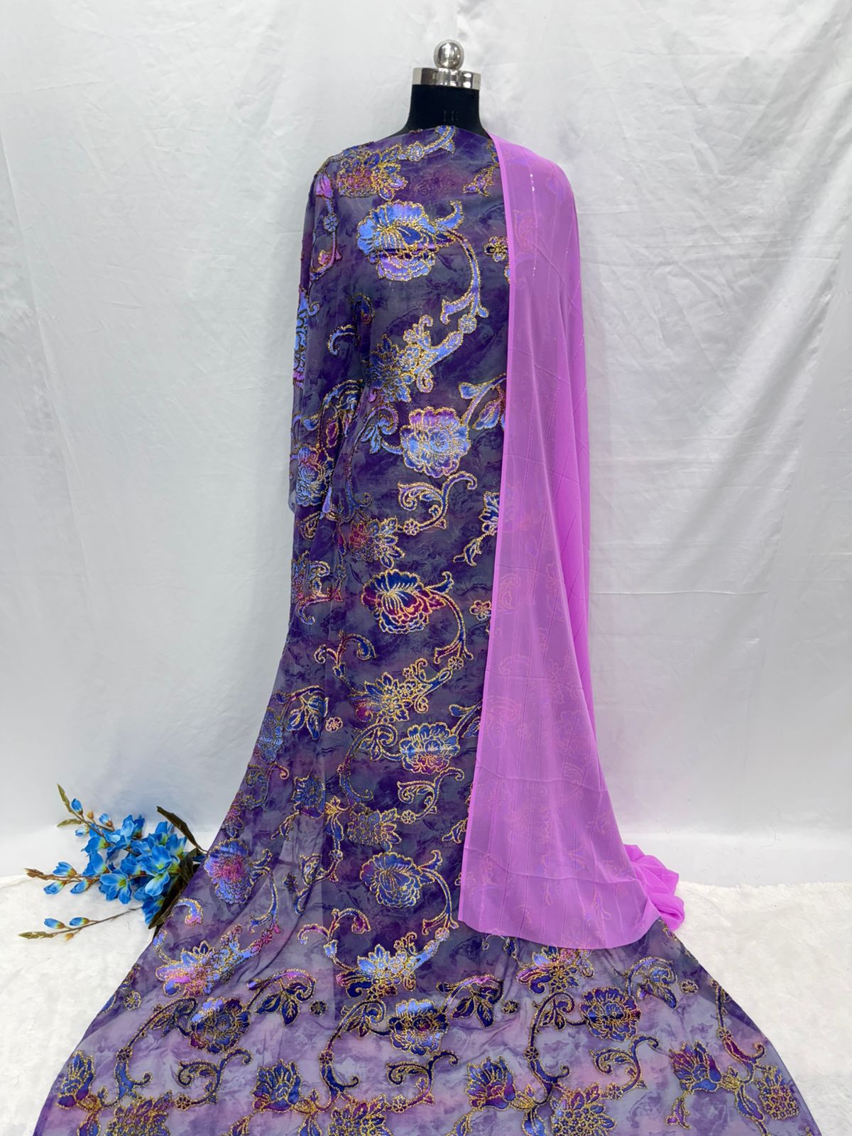 Maqbal Dirac Royal Floral Velvet Full Set – 10 Colours