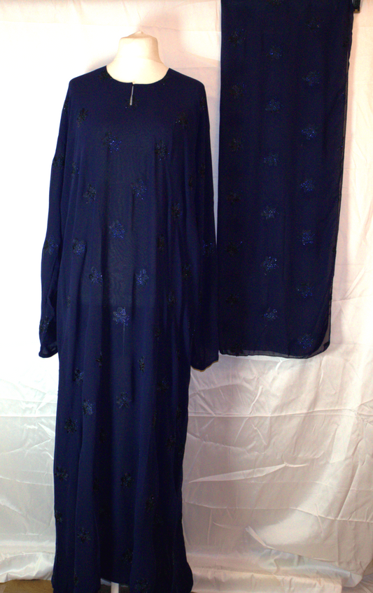 Navy Blue One-Piece Abaya Set
