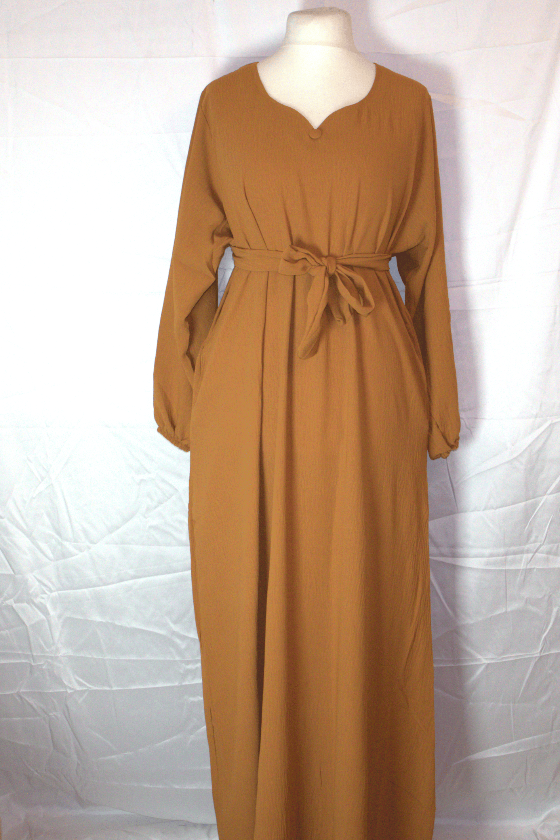 Dirac Fashion Somali Noor belted Dress Caramel Brown 