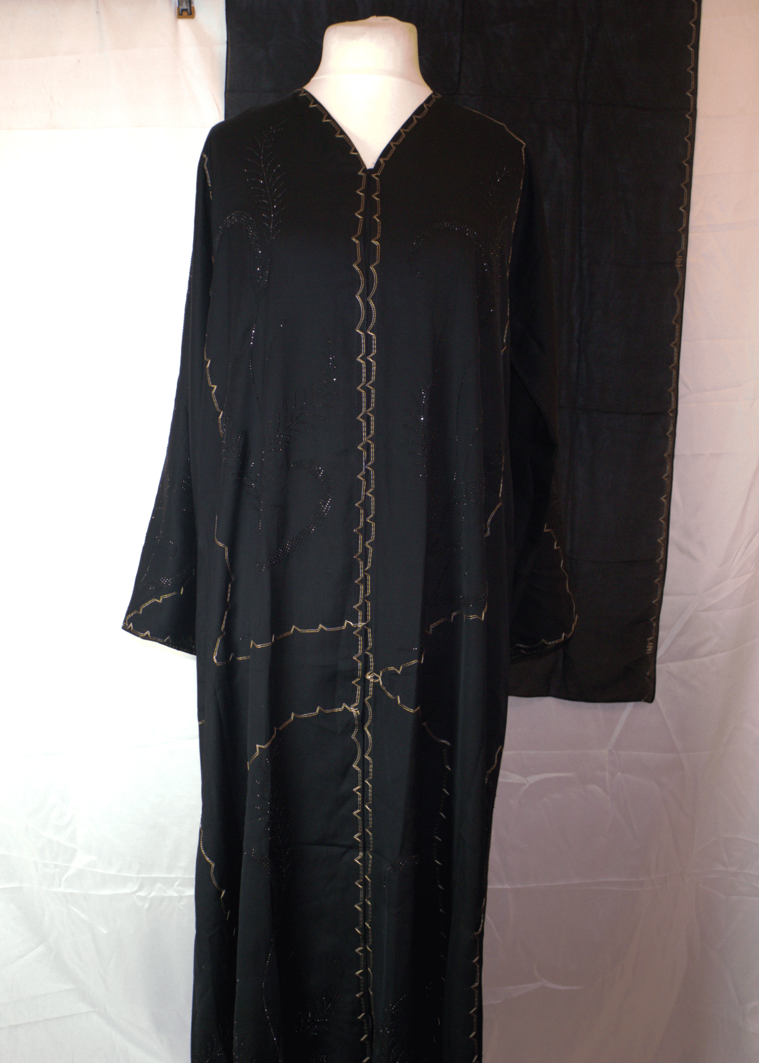 One Piece Abaya with gold embroidery 