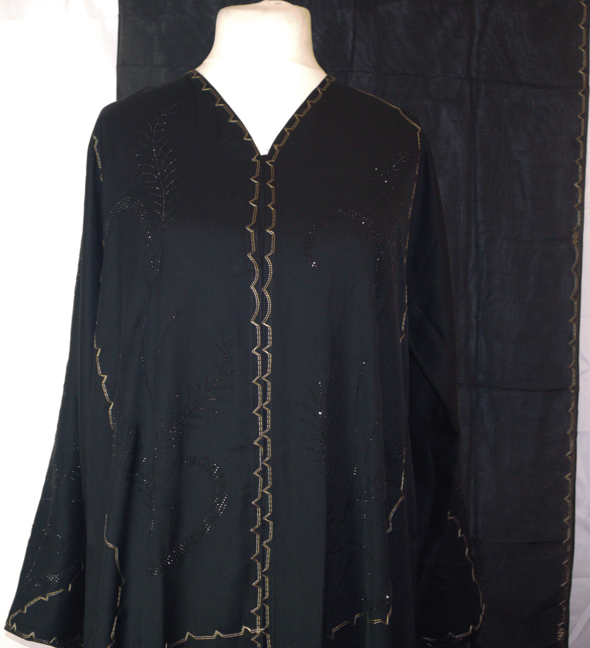 One Piece Abaya with gold embroidery 