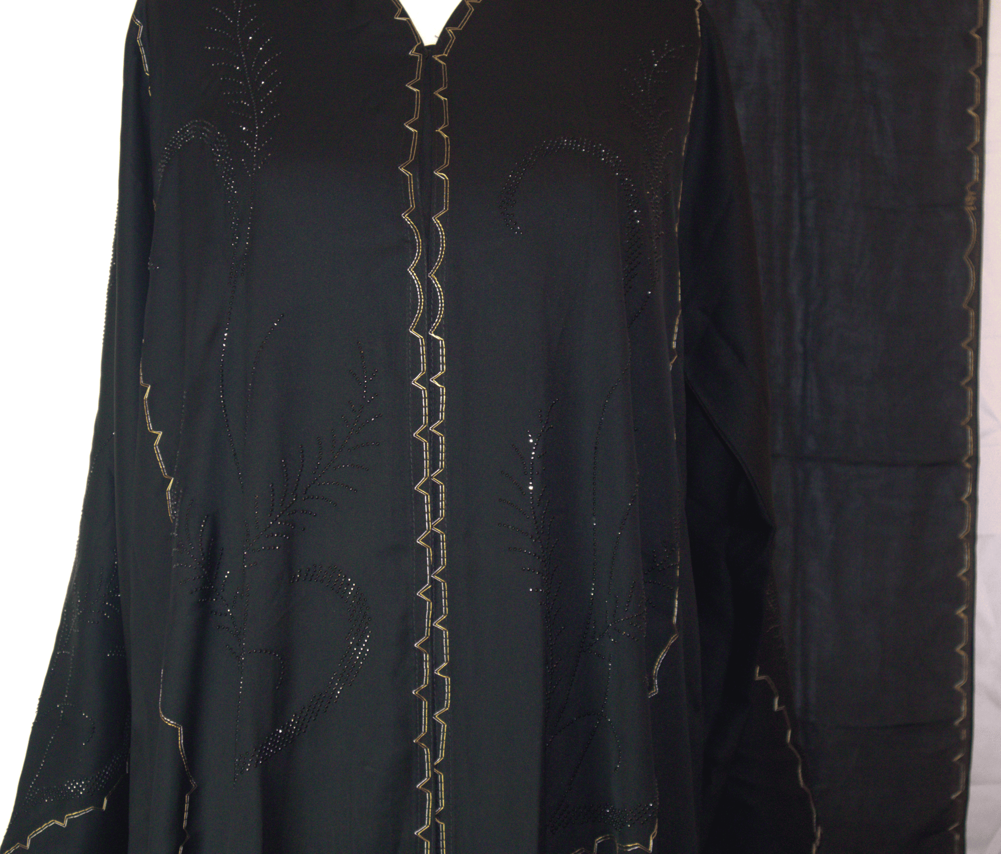 One Piece Abaya with gold embroidery 